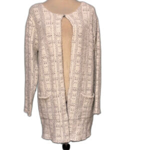 Sabrina Lauren oversized long white and gray cardigan Size S